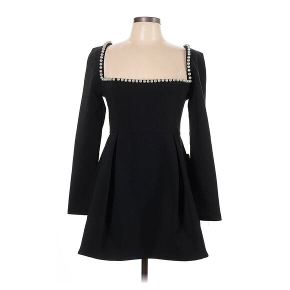 NWT Odd Muse Black Pearl Square Neck Long Sleeve Mini Dress M - Picture 3 of 6
